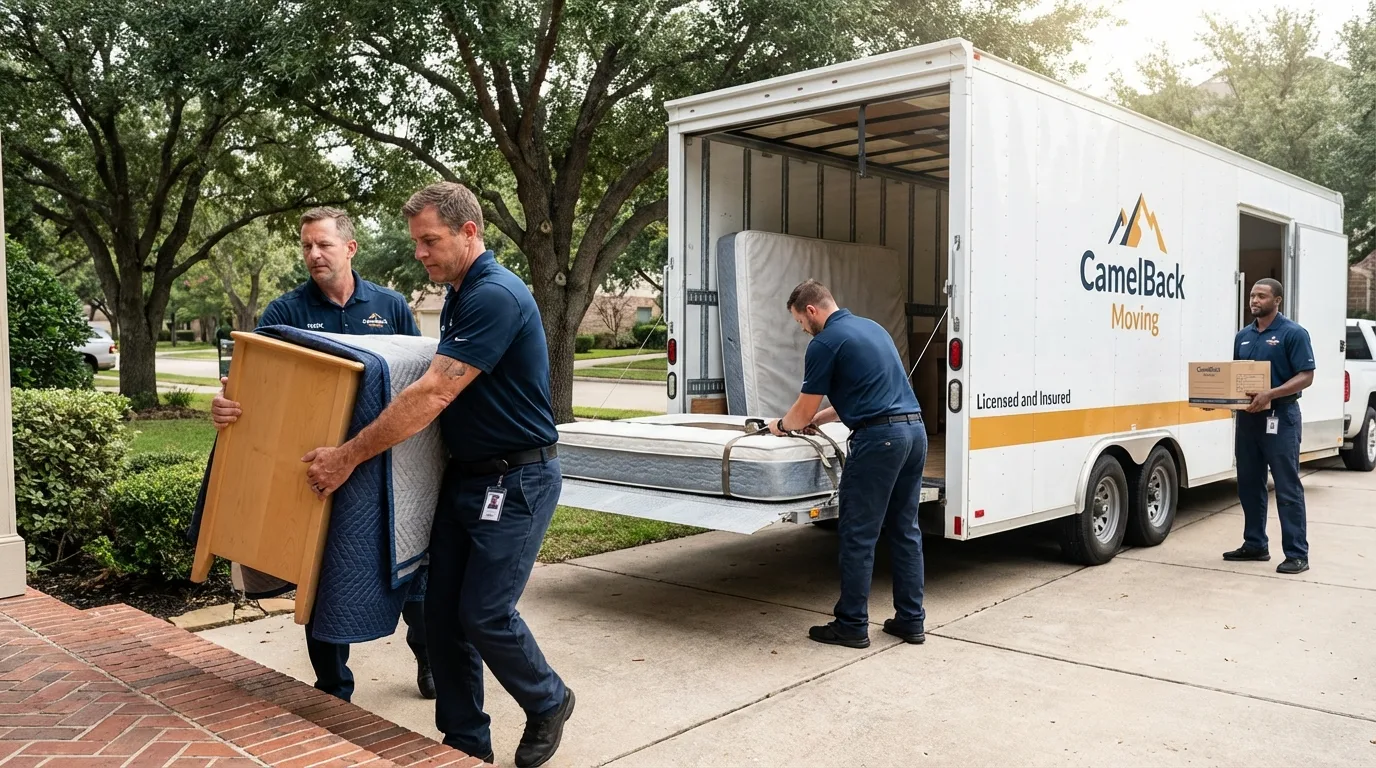 Crew loading residential truck for cross-state move from Lander, WY
